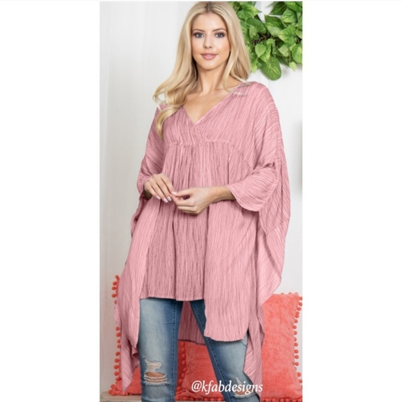 Easel, Gorgeous Dried Rose Color Surplice Neckline Tunic - L - Picture 4 of 6